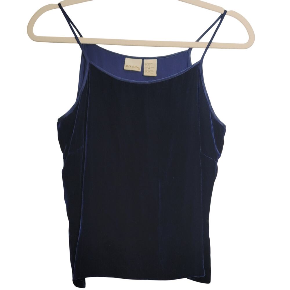Merona Royal Blue Velvet Cami Tank Top Vintage 90s Y2K Party Goth Layering